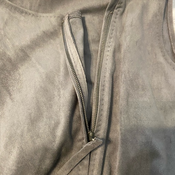 Sophie Max Faux Velvet Grey Mini Dress - Picture 6 of 7